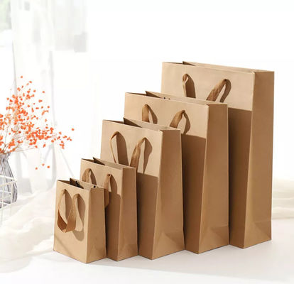 주문을 받아서 만들어진 Kraft 종이 핸드백/쇼핑 백은 Compostable를 재생했습니다